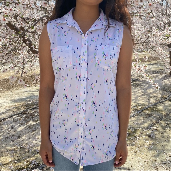 Neon-Accented Sleeveless Blouse - Picture 1 of 3